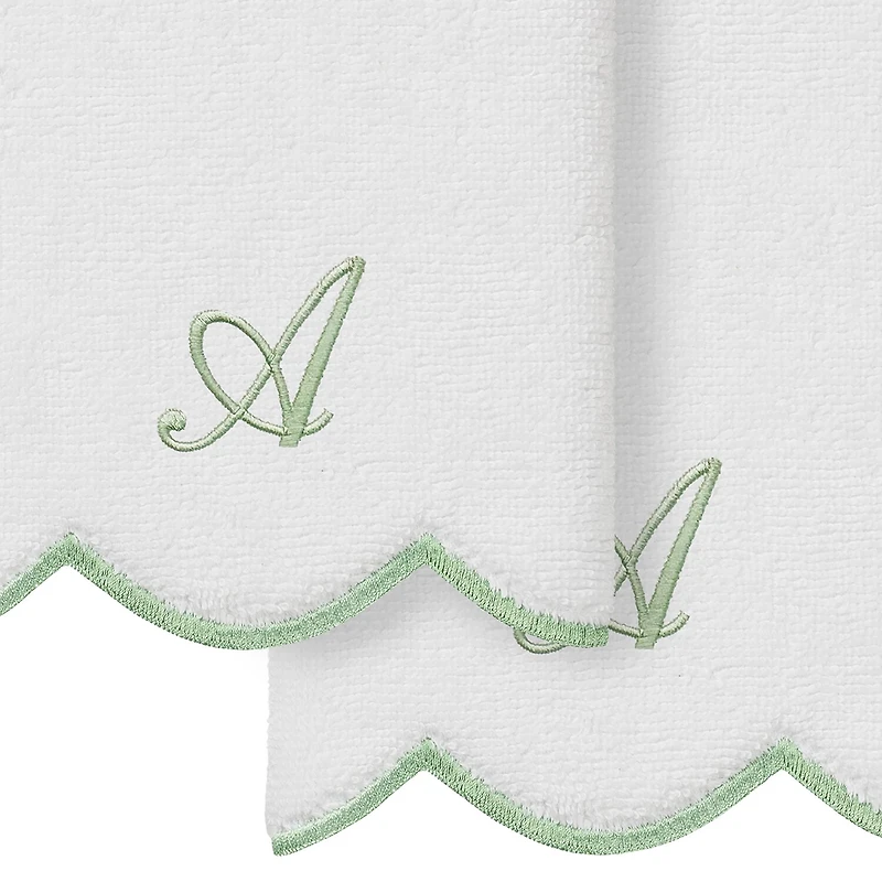 Linum Home Textiles Adornia Scallop Personalized 2-pc. Fingertip Towel