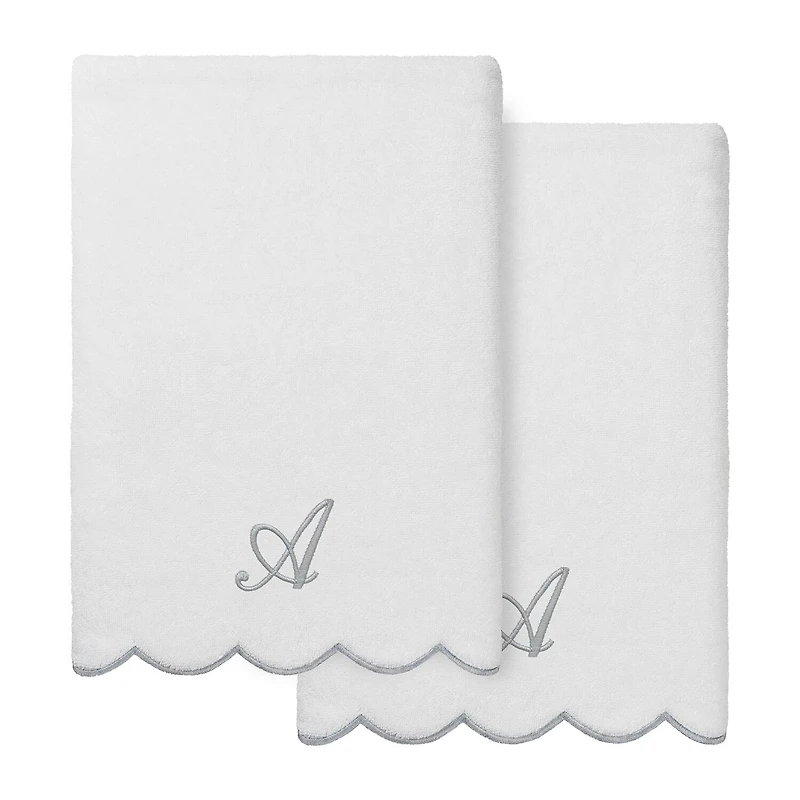 Linum Home Textiles Adornia Scallop Personalized -pc. Quick Dry Bath Towel Set
