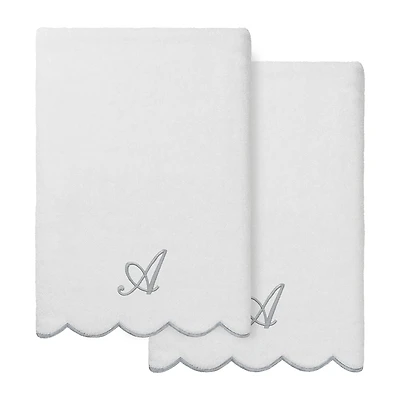Linum Home Textiles Adornia Scallop Personalized -pc. Quick Dry Bath Towel Set