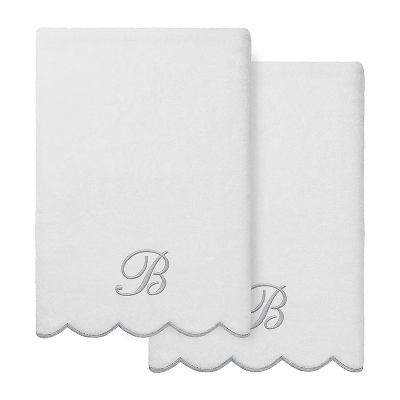 Linum Home Textiles Adornia Gray Scallop Personalized 2-pc. Quick Dry Bath Towel Set