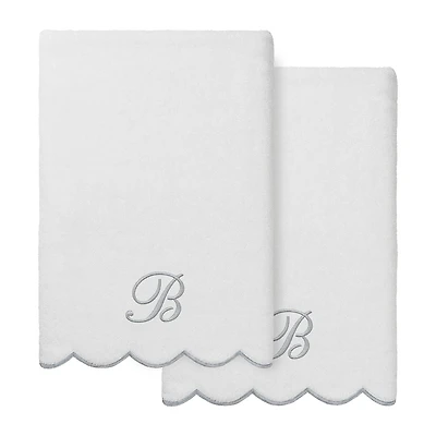 Linum Home Textiles Adornia Gray Scallop Personalized 2-pc. Quick Dry Bath Towel Set
