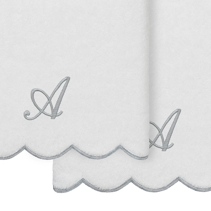 Linum Home Textiles Adornia Scallop Personalized -pc. Quick Dry Bath Towel Set