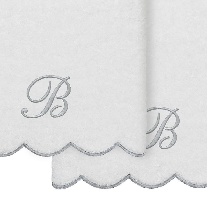 Linum Home Textiles Adornia Gray Scallop Personalized 2-pc. Quick Dry Bath Towel Set
