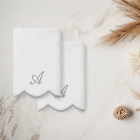 Linum Home Textiles Adornia Scallop Personalized 2-pc. Fingertip Towel