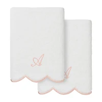 Linum Home Textiles Adornia Pink Scallop Personalized 2-pc. Hand Towel