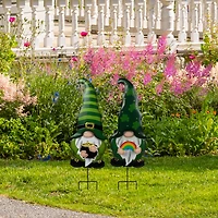 Northlight 28" Pot Of Gold And Rainbow Gnomes Outdoor St. Patricks Day Yard Art