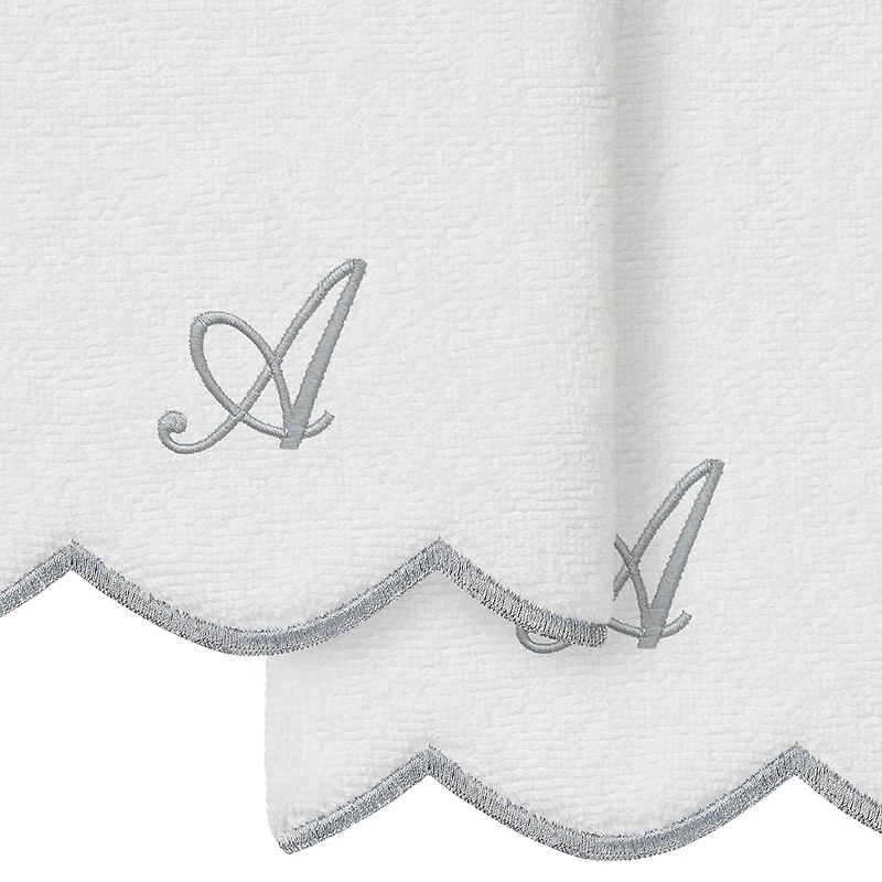 Linum Home Textiles Adornia Scallop Personalized 2-pc. Fingertip Towel