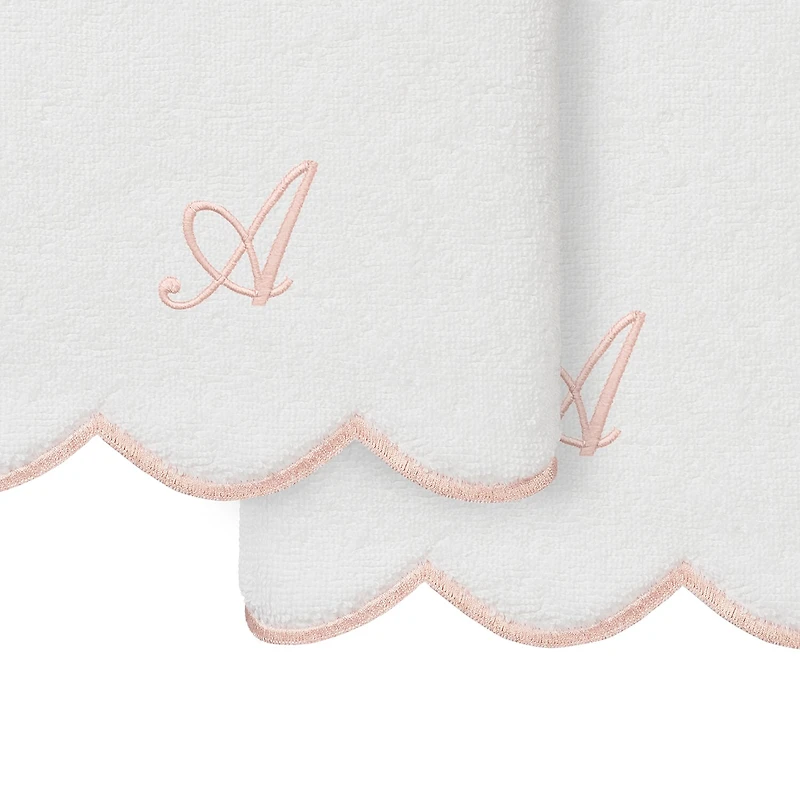 Linum Home Textiles Adornia Pink Scallop Personalized 2-pc. Hand Towel