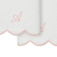 Linum Home Textiles Adornia Pink Scallop Personalized 2-pc. Hand Towel