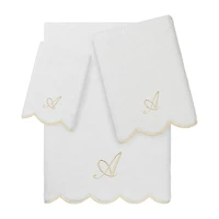 Linum Home Textiles Adornia Beige Scallop Personalized 3-pc. Quick Dry Bath Towel Set