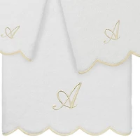 Linum Home Textiles Adornia Beige Scallop Personalized 3-pc. Quick Dry Bath Towel Set