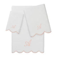 Linum Home Textiles Adornia Pink Scallop Personalized 3-pc. Quick Dry Bath Towel Set