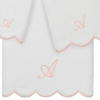 Linum Home Textiles Adornia Pink Scallop Personalized 3-pc. Quick Dry Bath Towel Set