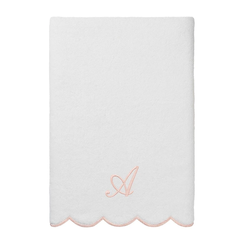 Linum Home Textiles Adornia Pink Scallop Personalized 3-pc. Quick Dry Bath Towel Set