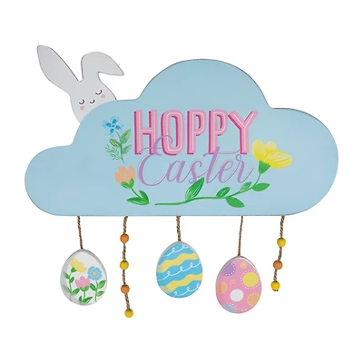 Northlight 16" Hoppy Wooden With Bunny And Eggs Wall Sign