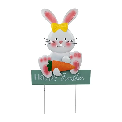 Northlight 19" Bunny With Carrot Happy Outdoor Easter Yard Art