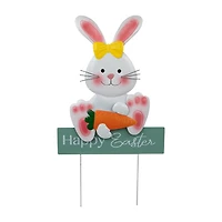 Northlight 19" Bunny With Carrot Happy Outdoor Easter Yard Art