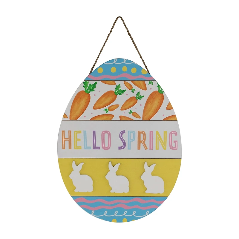 Northlight 16" Hello Spring Egg Wooden Wall Sign
