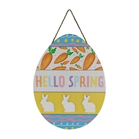 Northlight 16" Hello Spring Egg Wooden Wall Sign