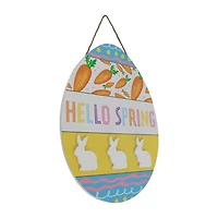 Northlight 16" Hello Spring Egg Wooden Wall Sign