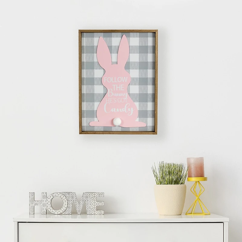 Northlight 16" Framed Follow The Bunny He'S Got Candy Wall Sign