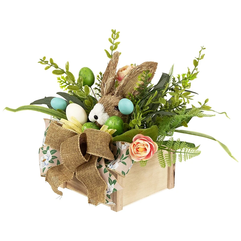 Northlight 12" Boxed Floral Arrangement With Bunny Floral Arrangement