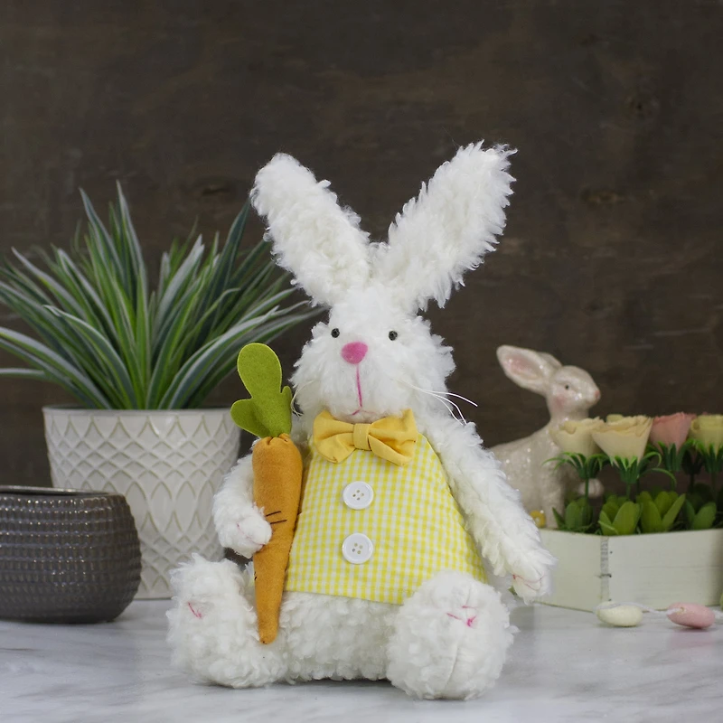 Northlight 14" Plush Bunny Rabbit With Carrot Spring Easter Tabletop Decor