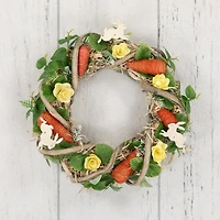 Northlight 12" Bunnies And Carrots Artificial Twig Wreath