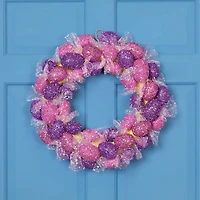Northlight 20" Glittered Egg With Mesh Ribbons Wreath