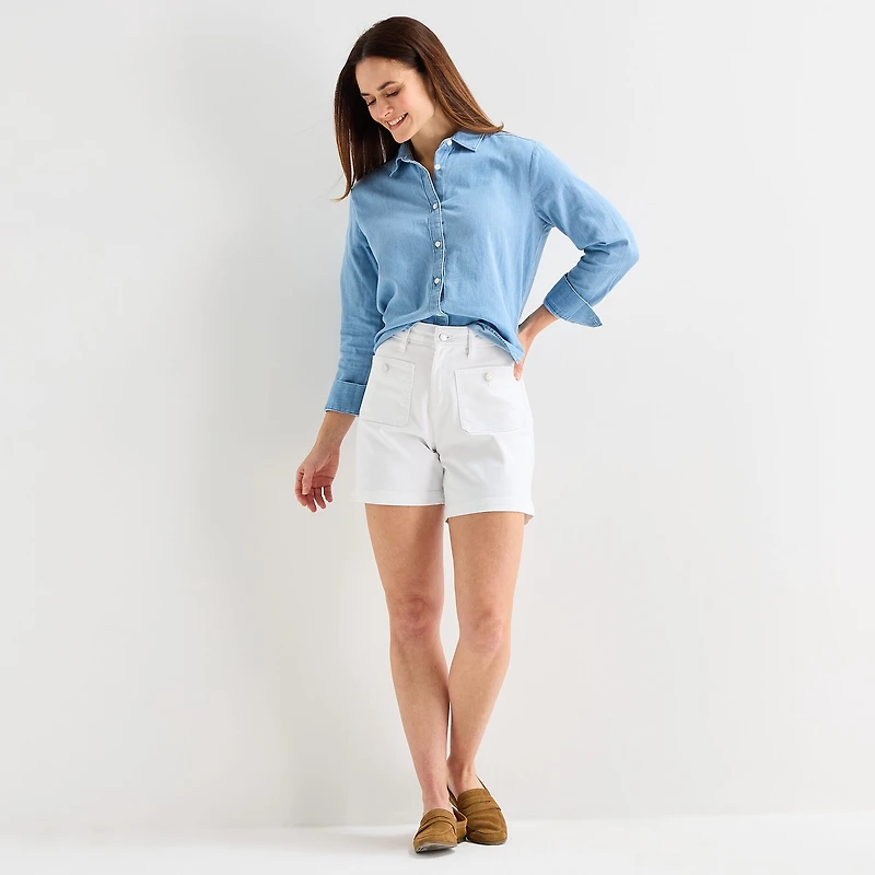 Liz Claiborne Womens Fitted Long Sleeve Regular Fit Button-Down Shirt