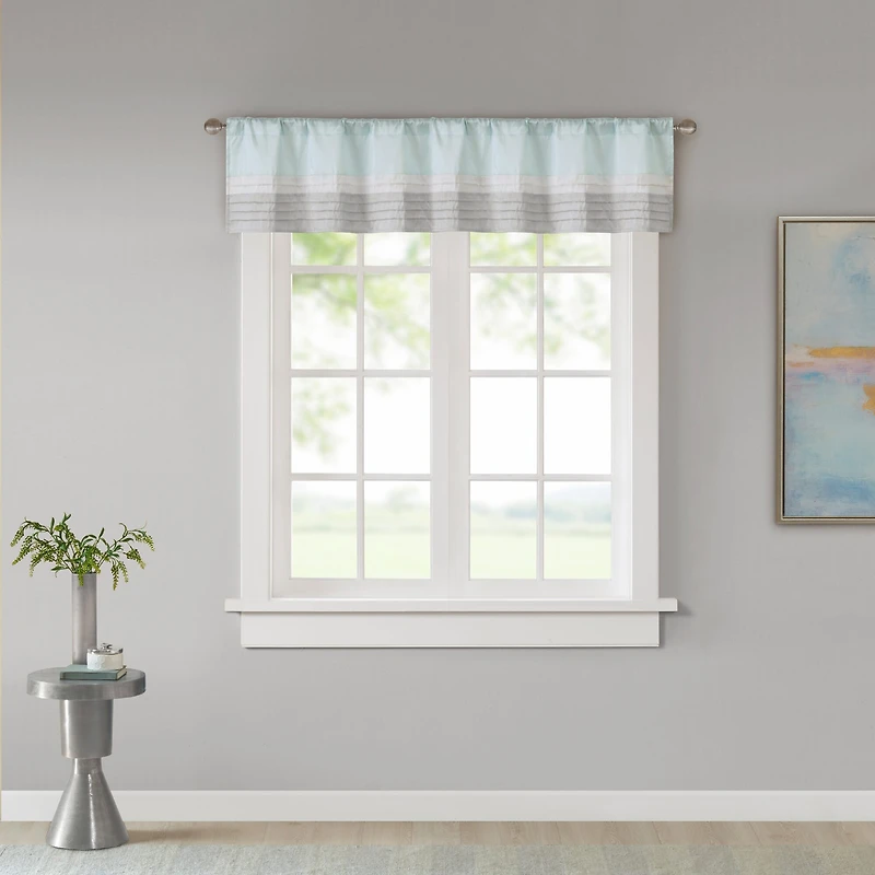 Madison Park Eastridge 50"W X 18"L Polyoni Pintuck-Striped Rod Pocket Tailored Valance