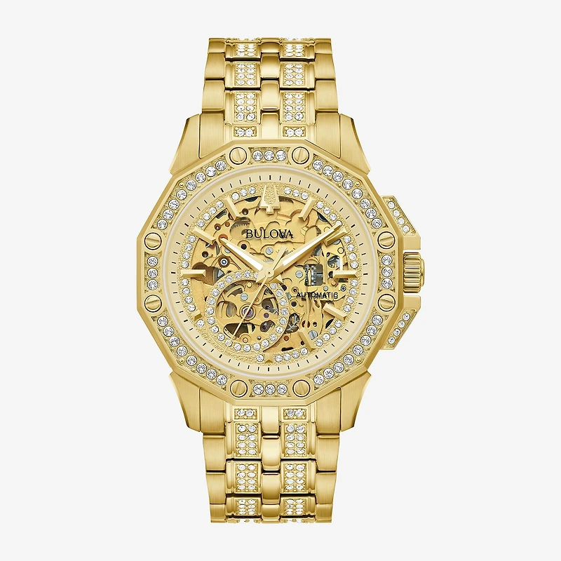 Bulova Octava Mens Automatic Gold Tone Stainless Steel Bracelet Watch 98a292