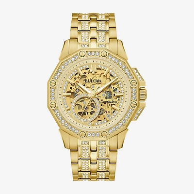 Bulova Octava Mens Automatic Gold Tone Stainless Steel Bracelet Watch 98a292