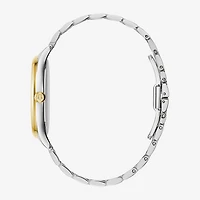 Bulova Womens Two Tone Stainless Steel Leather Bracelet Watch 98p201