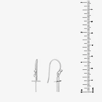 Silver Treasures Womens Sterling Silver Cross Drop Earrings