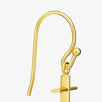 Silver Treasures Womens 14K Gold Over Silver Cross Drop Earrings