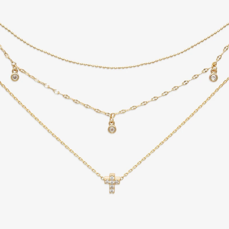 Mixit Womens Cubic Zirconia Cross Hypoallergenic 3-pc. Necklace Set