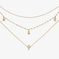 Mixit Womens Cubic Zirconia Cross Hypoallergenic 3-pc. Necklace Set