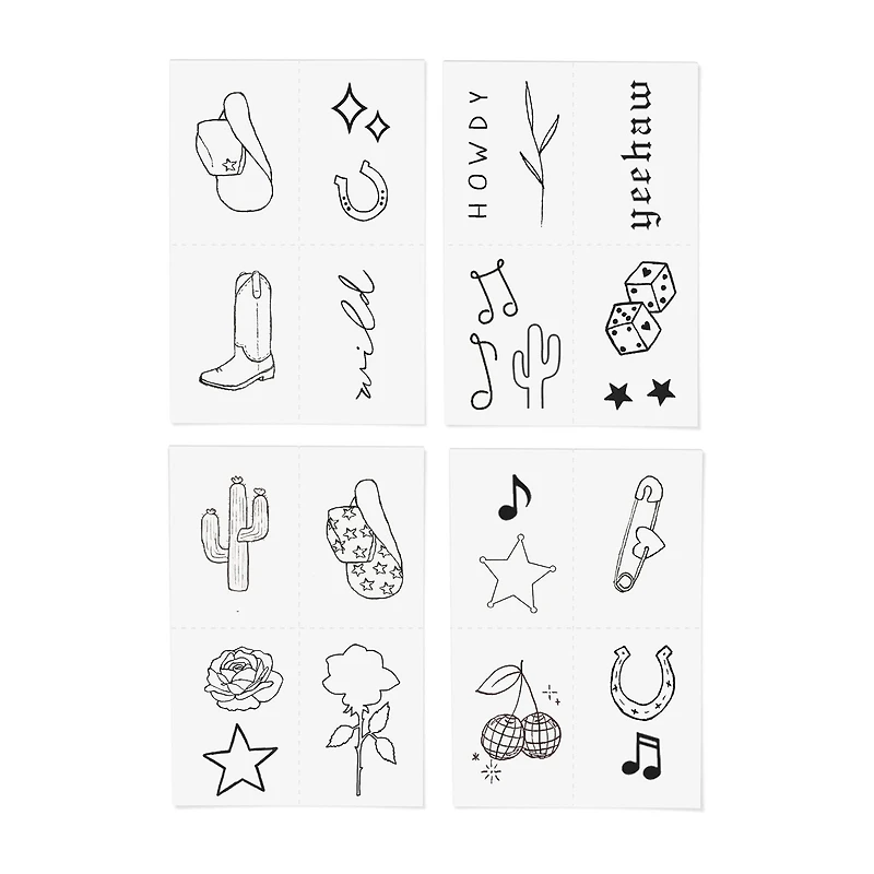 Inked By Dani Disco Cowgirl Temporary Tattoo Pack