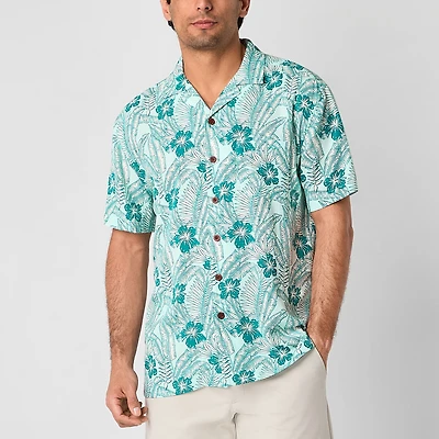 St. John's Bay Button-Down Mens Short Sleeve Breathable Camp Shirt