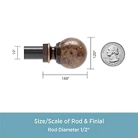 Kenney Jillian Petite Marble Ball 1/2 Adjustable Curtain Rod