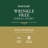 Haggar Mens Classic Fit Wrinkle Free Long Sleeve Dress Shirt