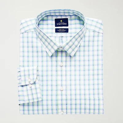 Stafford Smart Tech Big And Tall Mens Regular Fit Stretch Fabric Wrinkle Free Long Sleeve Dress Shirt