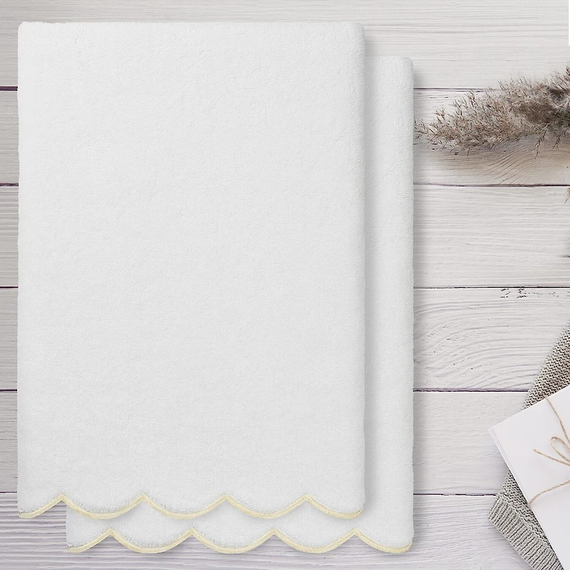 Linum Home Textiles Adornia Scallop 2-pc. Quick Dry Bath Towel Set