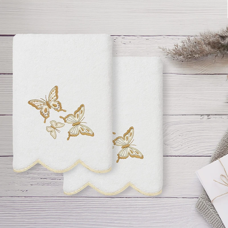 Linum Home Textiles Britney Scallop 2-pc. Embellished Hand Towel