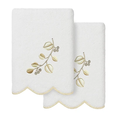 Linum Home Textiles Wild Branch Scallop 2-pc. Embellished Hand Towel