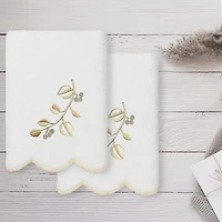 Linum Home Textiles Wild Branch Scallop 2-pc. Embellished Hand Towel