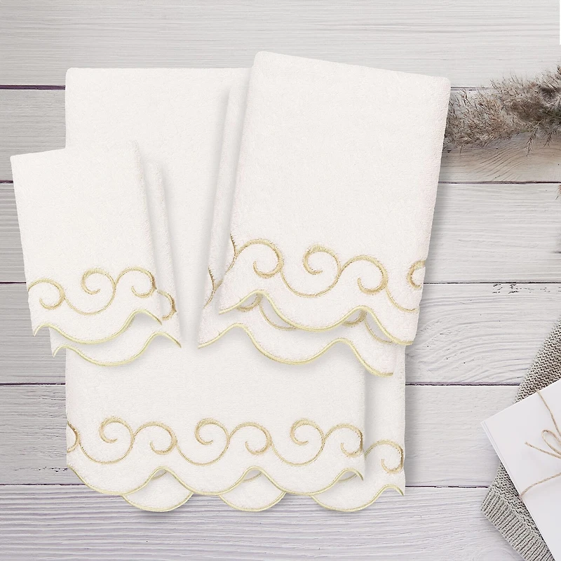 Linum Home Textiles Simplicity Scallop -pc. Quick Dry Bath Towel Set