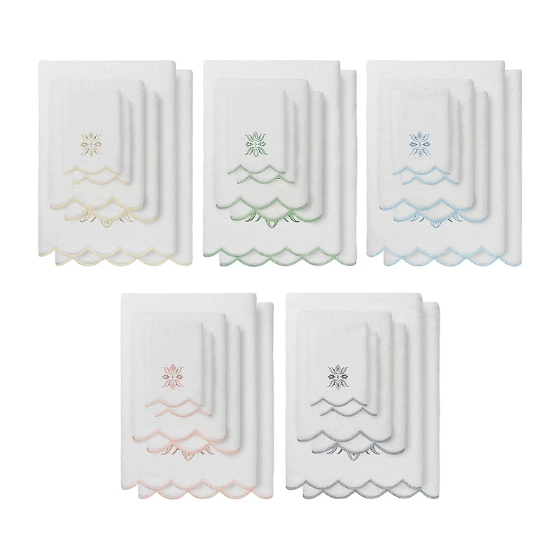 Linum Home Textiles Flower Crest Scallop -pc. Quick Dry Bath Towel Set