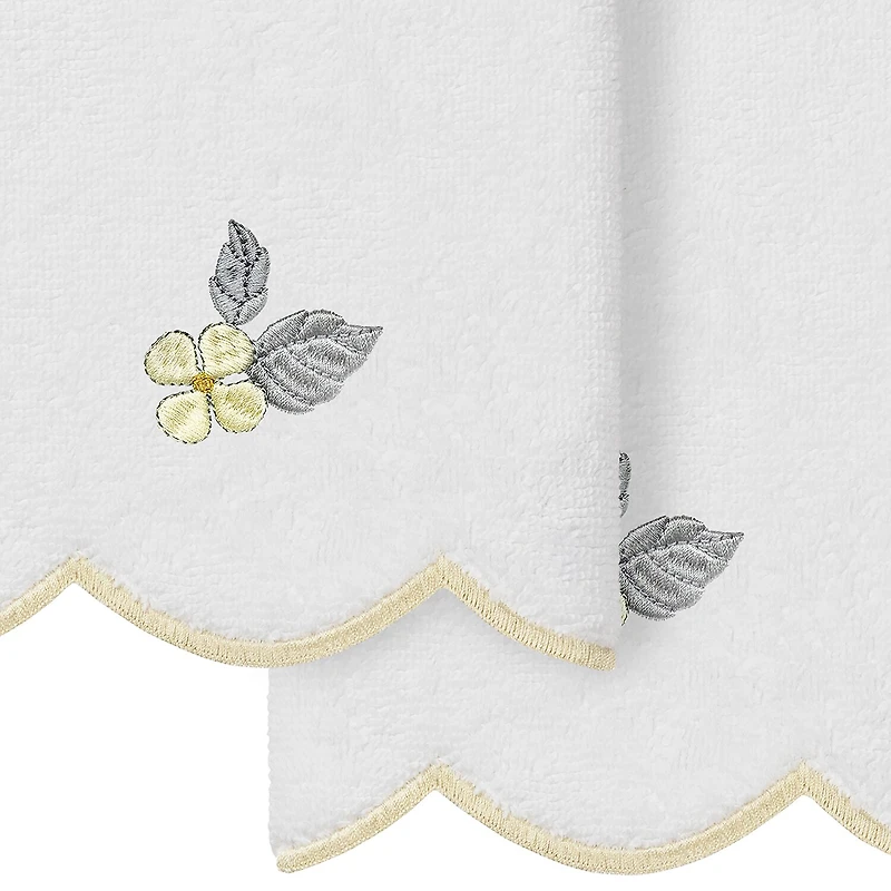 Linum Home Textiles Hydea Scallop 2-pc. Embellished Fingertip Towel